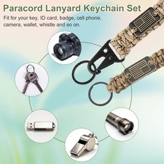Paracord Keychain Carabiners Clip, 4Pcs& 21.7/6″ & Black/Desert Camouflage