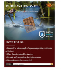 Fire Starter Squares, Natural & Waterproof, 64 Mini Squares for BBQ, Campfires