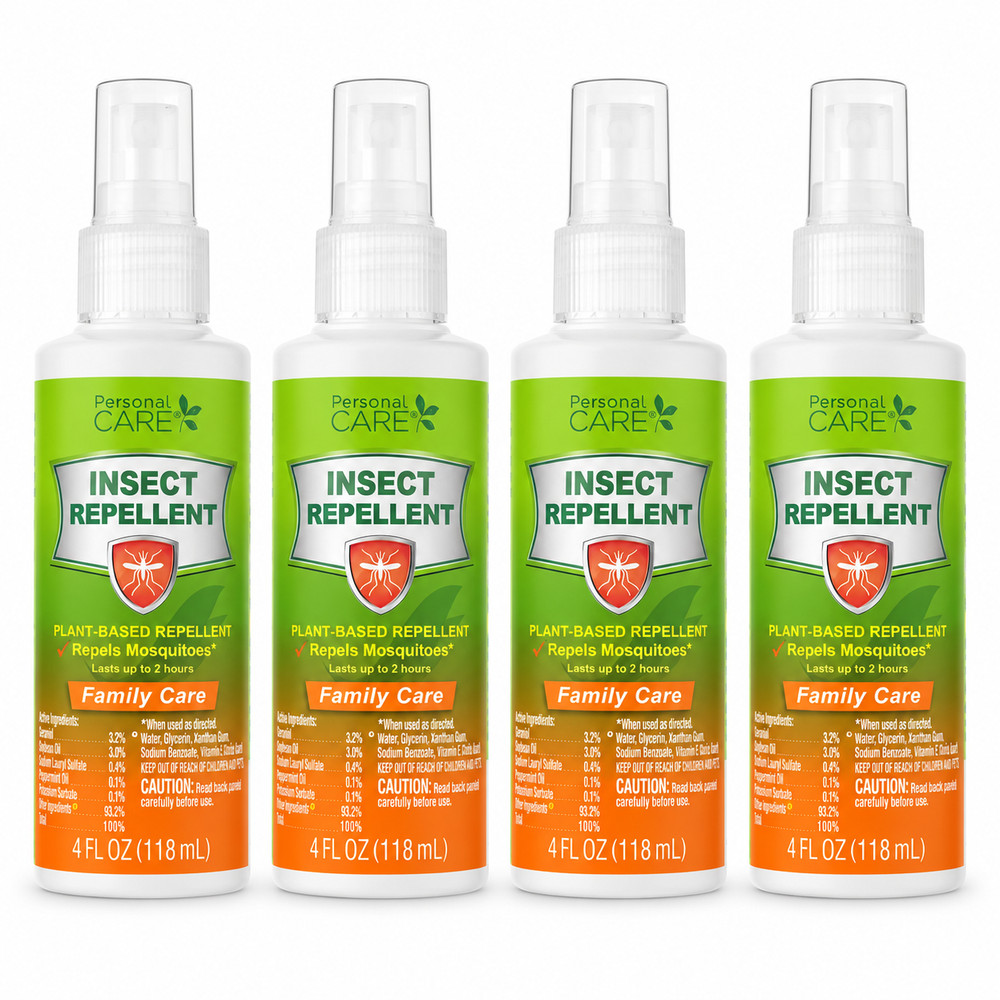 Personal Care Insect Repellent Spray 4 oz x 4 Bottles Plant Based Mosquito