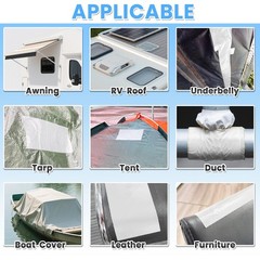 Waterproof Repair Tape for Awning, RV Roof, Tent, Boat 3 inch x 25FT, White