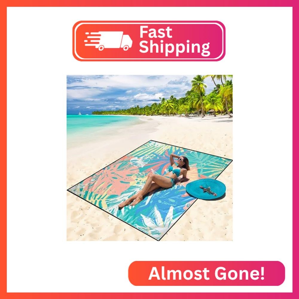 WIWIGO Beach Blanket Mat Waterproof Sandproof for 2-8 Adults Quick Drying