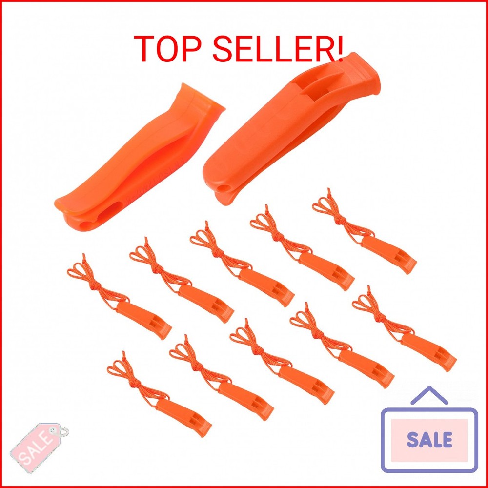 AUGSUN 10 Pcs Safety Whistle Marine Whistle Plastic Whistles with Lanyard for Em