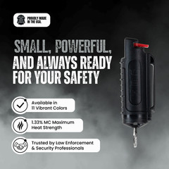 2 Police Magnum pepper spray .50oz black molded keychain self defense protection