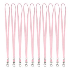 10Pcs 16.9″ Polyester Flat Lanyard with Lobster Clasp for Wallet, Pink