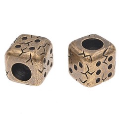 Brass Cube Dice Paracord Beads,2PCS Retro EDC Tools Lucky Charms Pendant for …