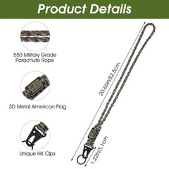2 Pcs Heavy Duty Paracord Lanyard Braided Keychain Necklace Rope for Outdoor Use