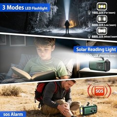 Hand Crank Emergency Radio, NOAA Weather Radio AM/FM,10000mAh | Green 10000mAh