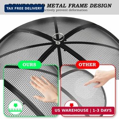 Fire Pit Spark Screen, 22 Inch Diameter Fire Pit Screen with Handle & Poker,Heav