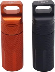 Outdoor Waterproof EDC Survival Container Capsule, Airtight Aluminum Pill Bot…