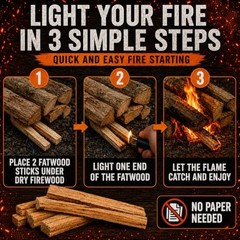 Fatwood Fire Starter Sticks 2 lb, Natural Pine Kindling Wood Fire 2lbs Fatwood