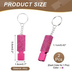 Emergency Whistle with Keychain, 2Pcs Bling Safety Whistles, Rose Red/Gold