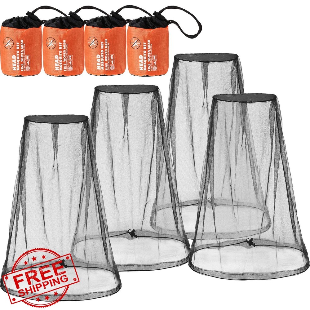 HESTYA Mosquito Head Net 4 Pack Black