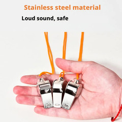Whistle Referee Football Sports Metal Silver Rope Keyring School Rugby (Pack 2)