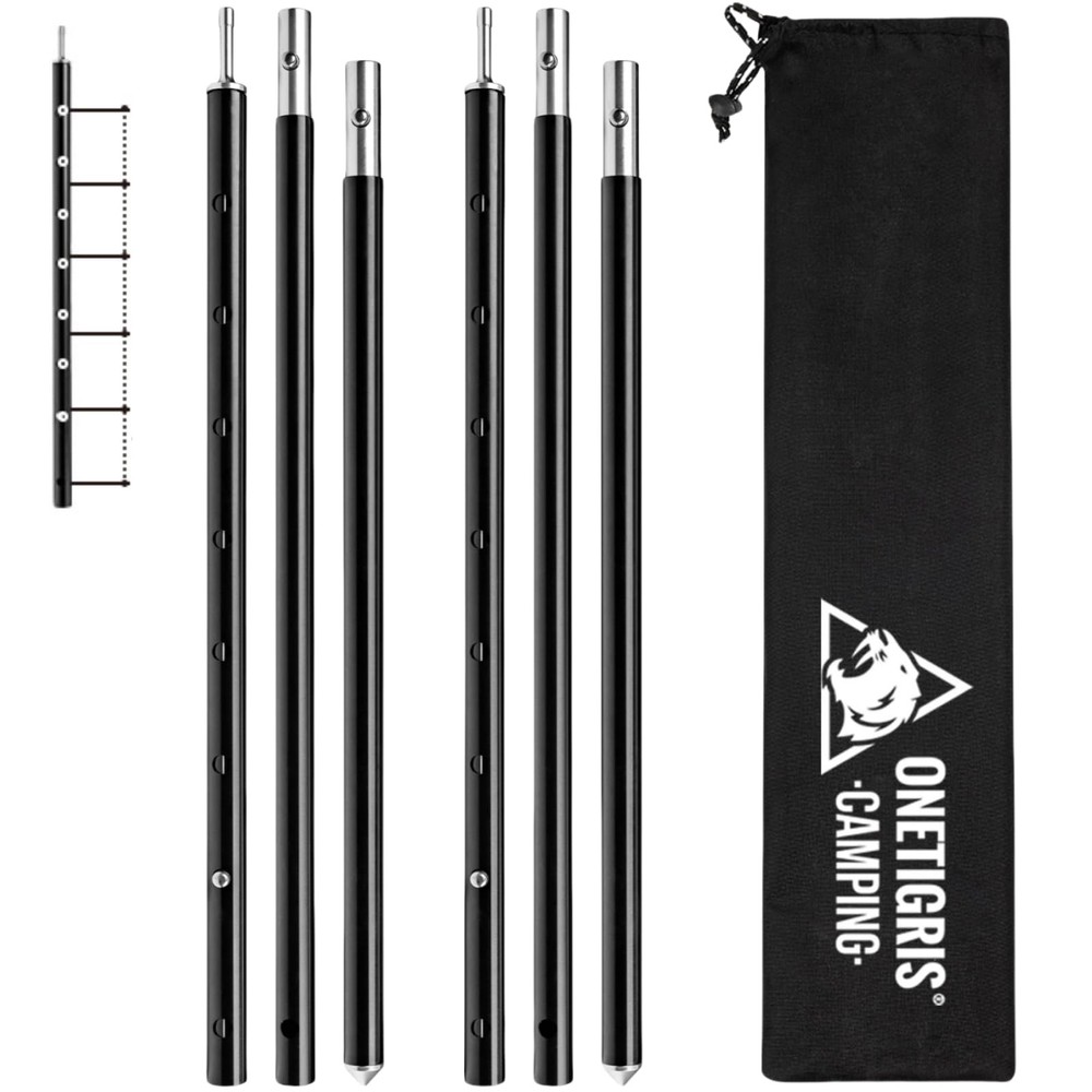 ONETIGRIS Upgraded Tent Poles – Set of 2 Adjustable Telescoping Tarp Poles,…