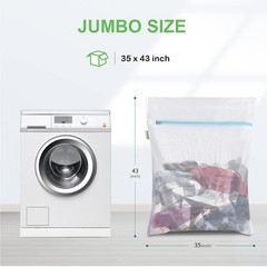 OTraki Large Mesh Washing Bag 43 x 35 in XL 43 x 35 inch, White + Blue