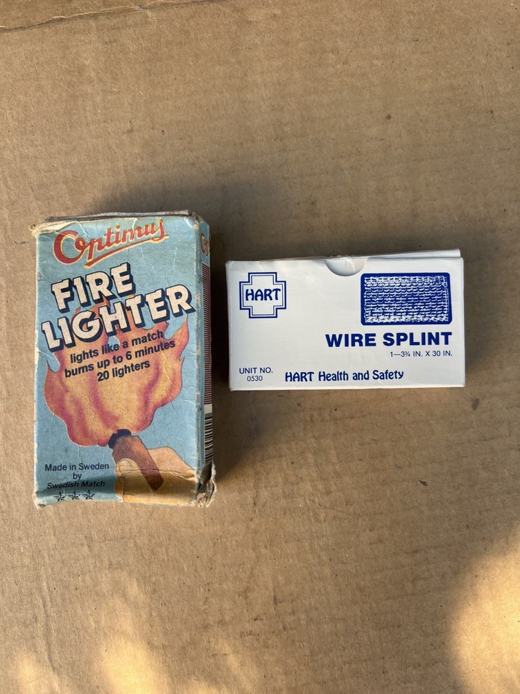 Vintate OPTIMUS Swedish Fire Lighter Match & NEW Wire Splint Hart Health