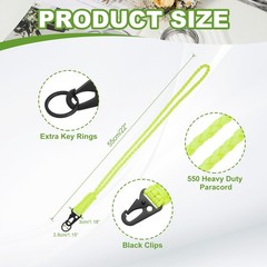 Paracord Lanyard, 550 Heavy Duty Keychain Necklace Lanyard (Luminous Yellow)
