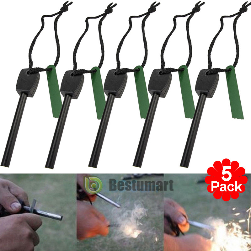 LOT 5x Outdoor Survival Ferrocerium Flint Stone Fire Starter Emergency Lighter