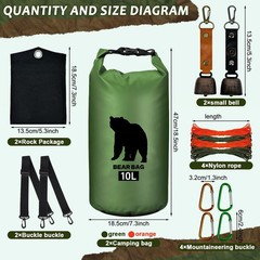 2 Pcs 10L Waterproof Bear Bags with 4 Nylon Ropes, 4 Clips & 2 Rock Pockets &…