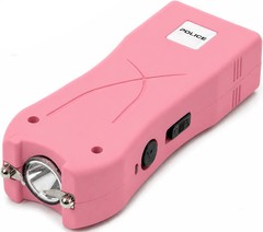 POLICE Stun Gun 398 Max Volt Mini Rechargeable LED Flashlight Pink
