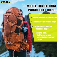 VVAAGG 1000 Black Paracord Rope 100FT Utility Nylon Heavy Duty 12 Strand Parachu