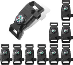 10 Pcs Compass Flint Scraper Fire Starter Whistle Buckle for Paracord Bracelet
