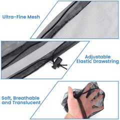 2 Pack Mosquito Head Net, Breathable Bug Net for Hat & Outdoor | Extra Large Mes