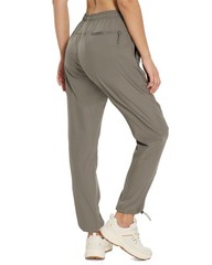 MOURCE Womens Hiking Pants Light Weight Quick Dry Elastic High Large, Khaki