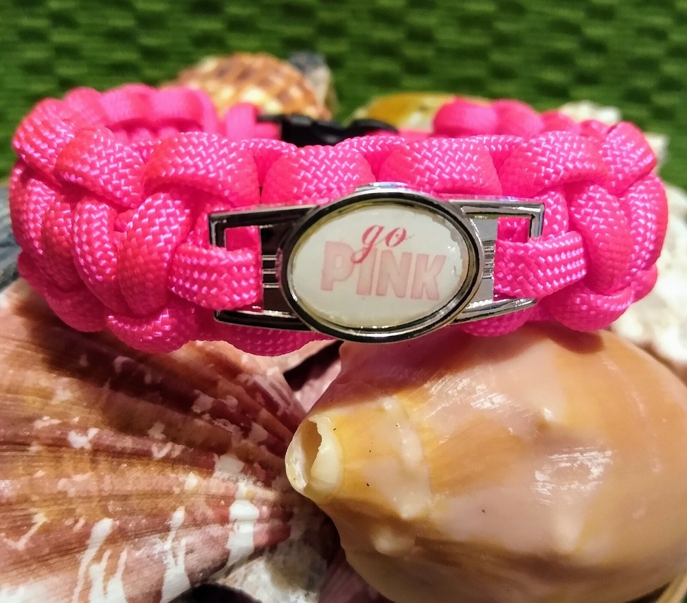 Breast Cancer Awareness Bracelet 550 Paracord Sz 9  GO PINK – Free Shipping