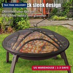 ARC Fire Pit Spark Screen, 24 Inch with Handle & Poker | Heavy-Duty Steel Replac