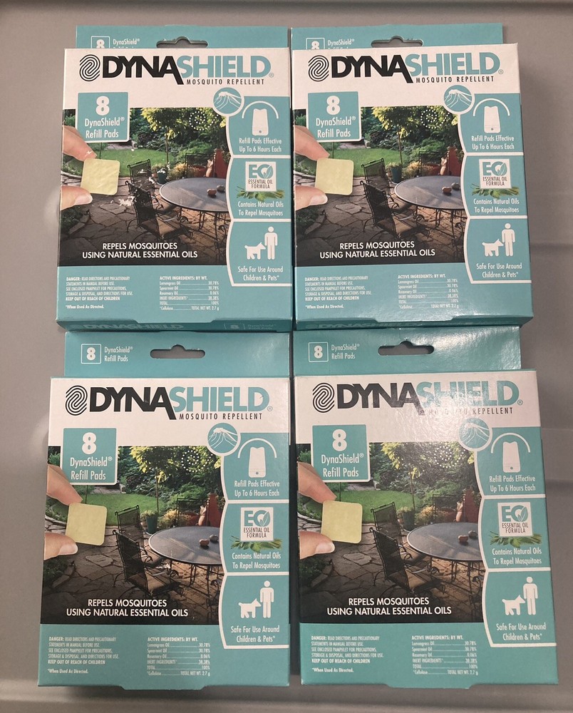 (4 Boxes) DynaShield Refill Mosquito Repellent Pads (8) Per Box. (NEW)