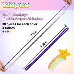 120 Pieces Extra Large Rubber Bands, Heavy-duty Red Yellow Blue Purple