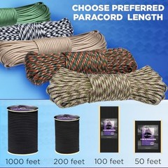 Paracord Type III 550 Mixed Camo – 50 ft – 4mm – Tactical Rope MIL-SPEC –