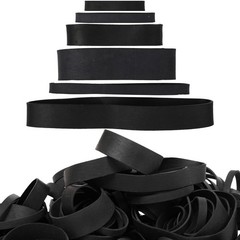 65Pcs Rubber Bands Assorted Sizes Black 6 sizes 1.5in 2in size 82