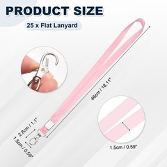 25Pcs 18.1″ Polyester Flat Lanyard with Lobster Clasp for Keys, Pink
