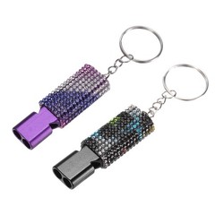 Bling Whistle, 2 Pcs&3color Rhinestone/ Purple&Black Whistle