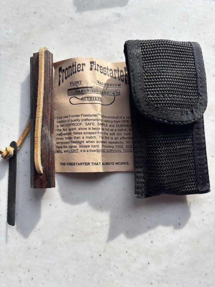 Frontier Firestarter Magnesium Flint Waterproof Durable Kit with Case or Pouch