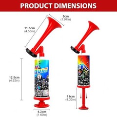 4 Pack Air Horn with 4 Metal Whistles, HandHeld 120dB Air Horn 4 Pack – Plastic