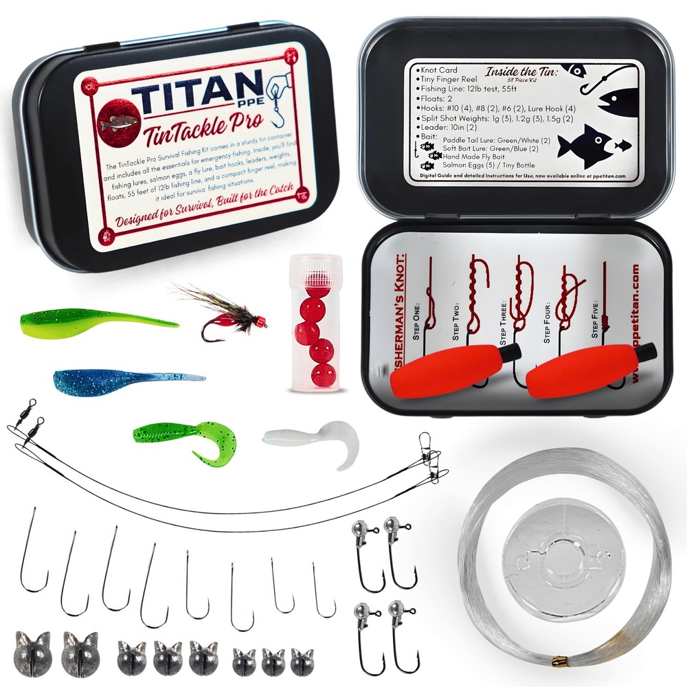 TinTackle Pro – Compact Survival Fishing Kit with Mini Finger Reel | silver