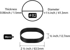 Size #82 Tactical Rubber Bands – 50 Pieces – 2 1/2 x inch, Black