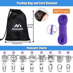 Micro Paracord Kit with Instructions, 10 Colors 20FT 2MM Paracord Combo Kit w