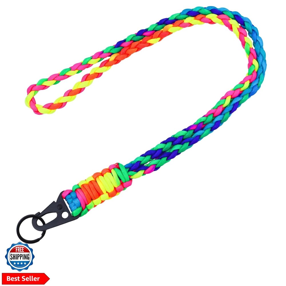 Heavy Duty Neck Lanyard Keychain for Men Women Outdoor Survival, Parachute Ro…