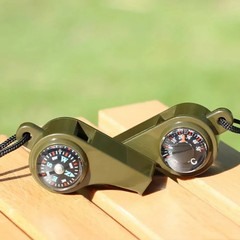 3-in-1 Emergency Whistle Compass Thermometer Outdoor Camping Hiking Survival