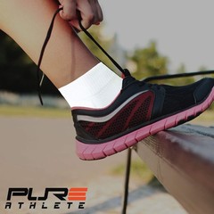 Pure Athlete Comfort Padded Walking Socks – Small-Medium, White/Grey – 1 Pair