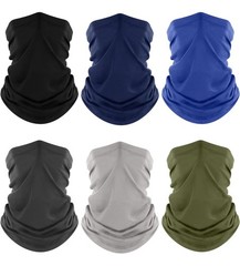 Fuinloth Neck Gaiter, 6 Pack One Size, Black+blue+green+gray+light Gray+navy
