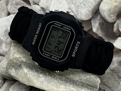 Survival Digital Watch Black Adjustable Paracord Strap 6.5″ to 7.5″ Wrists Only