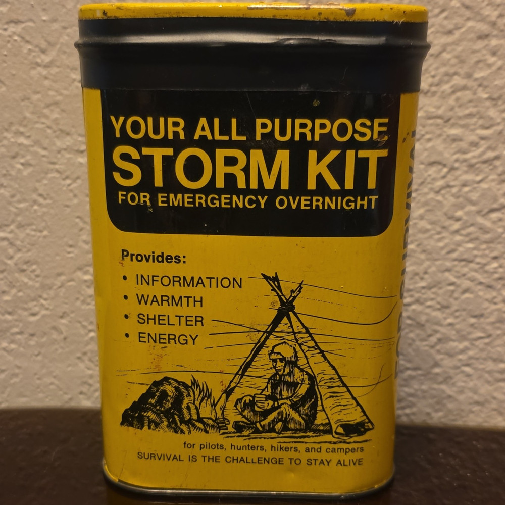 Vintage 1970 Tacoma Mountain Rescue All Purpose Storm Kit Survival Tin Emergency