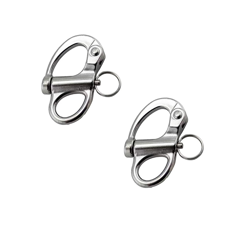 2 PCS 316 Marine Stainless Steel Snap Shackle Quick Release Carabiner Clips