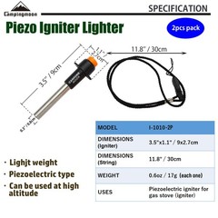 CAMPINGMOON Piezo Ignitor 2pcs Sparky Handheld Push Button Lighter I-1010-2P