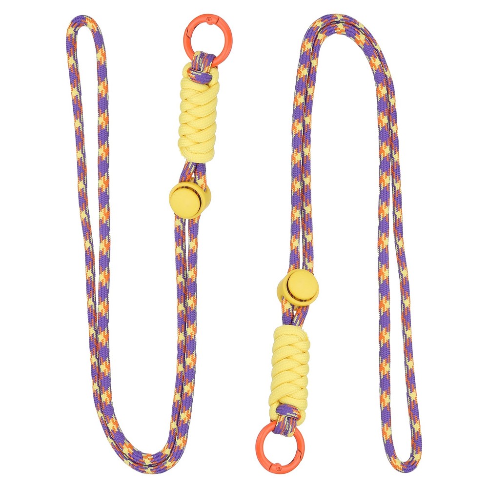 2 Pcs Paracord Lanyard Necklace, Lanyard Split Ring, Yellow & Purple & Orange